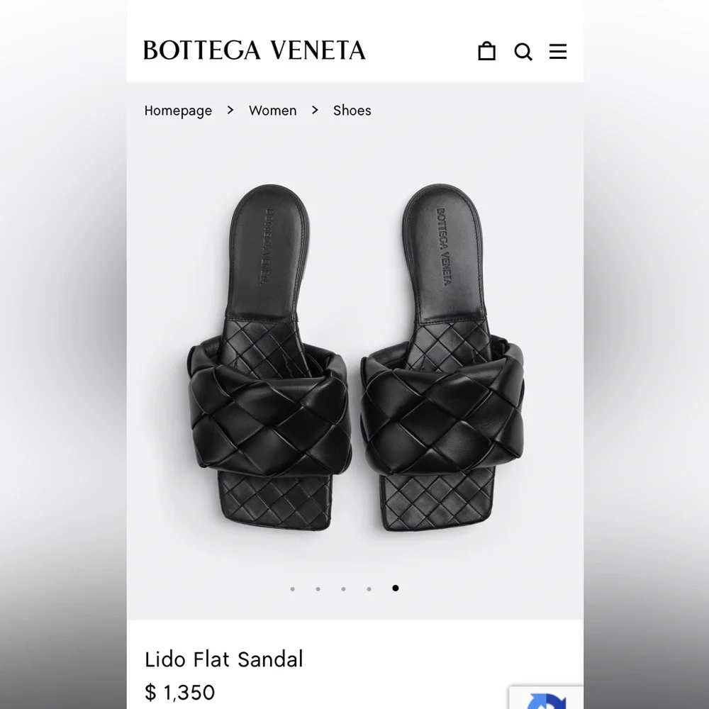 Bottega Veneta Black Lido Flat Sandals